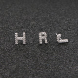 Personalized A-Z Initial Stud Earrings Micro Pave Rhinestone