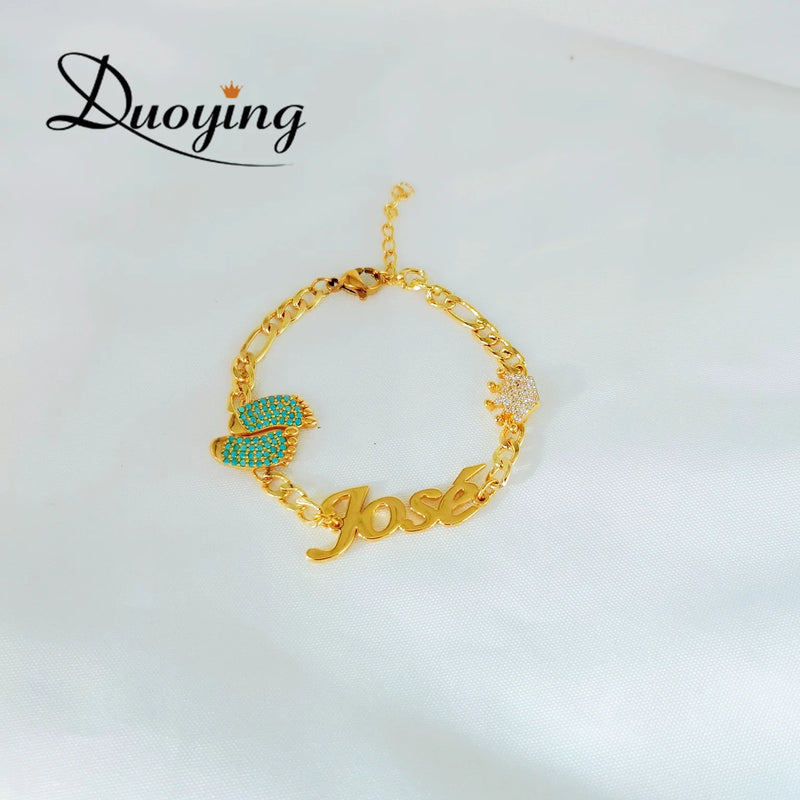 Zircon Crown Personalized Baby Nameplate Bracelet