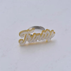 Personalized Name Ring & Bracelet Set Stainless Steel Acrylic Gift