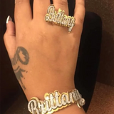 Personalized Name Ring & Bracelet Set Stainless Steel Acrylic Gift