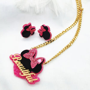 Personalized Nameplate Necklace Custom Cartoon Earrings for Kids Gift