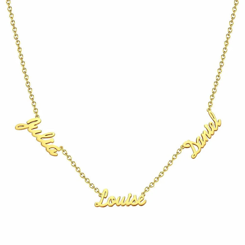 Three Name Necklace Letters Pendant Stainless Steel For Women