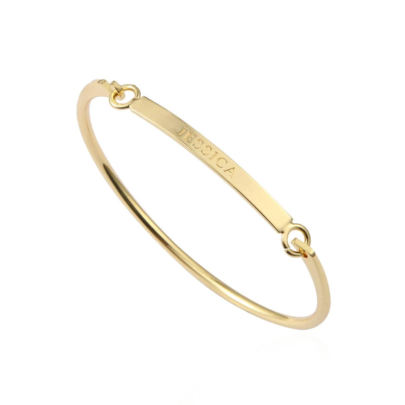 Personalized Copper Bar Bangle Bracelet - Engrave Initial Name Bracelet