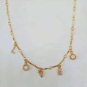Personalized Pave Letter Necklace with Unique Letter Balls - 6 mm