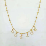 Personalized Pave Letter Necklace with Unique Letter Balls - 6 mm