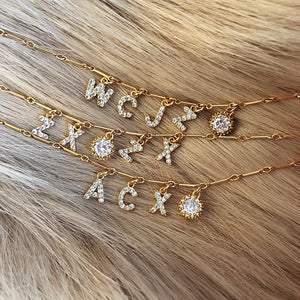Personalized Pave Letter Necklace with Unique Letter Balls - 6 mm