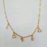 Personalized Pave Letter Necklace with Unique Letter Balls - 6 mm