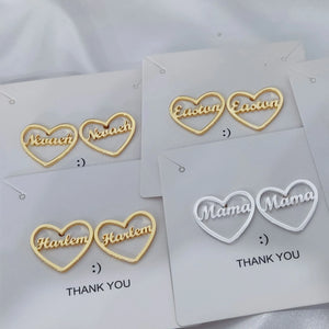 Heart Earring Personalized Name Studs for Kids