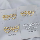 Heart Earring Personalized Name Studs for Kids