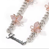 Butterfly Nameplate Necklace Script Letter Pendant Necklace