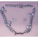 Butterfly Nameplate Necklace Script Letter Pendant Necklace