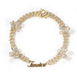 Butterfly Nameplate Necklace Script Letter Pendant Necklace