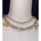 Butterfly Nameplate Necklace Script Letter Pendant Necklace