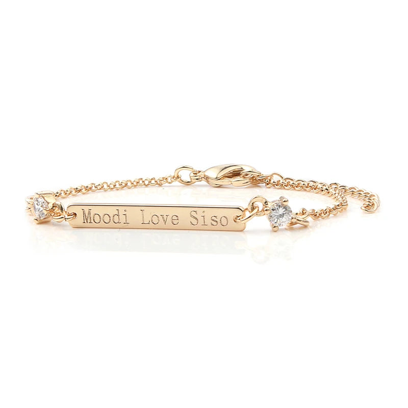 Personalized Crystal Bar Bracelet with Zirconia for Women