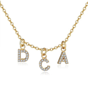 Crystal Letter Necklace Personalized Choker Necklace Copper Name Pendant