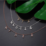 Crystal Letter Necklace Personalized Choker Necklace Copper Name Pendant