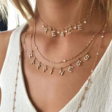 Crystal Letter Necklace Personalized Choker Necklace Copper Name Pendant