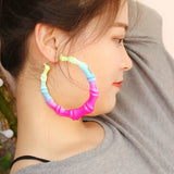 Personalized Bamboo Earring Round Hoops Colorful Arcylic Earring
