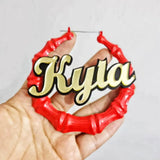 Personalized Bamboo Earring Round Hoops Colorful Arcylic Earring