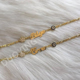Zircon Footprint Nameplate Bar Bracelet Engraved Brooch