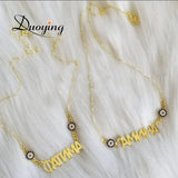 Zircon Footprint Nameplate Bar Bracelet Engraved Brooch