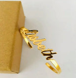 Personalized Heart Nameplate Bangle Cuff Bracelet