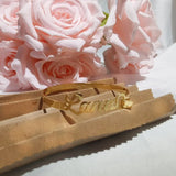 Personalized Heart Nameplate Bangle Cuff Bracelet