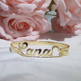 Personalized Heart Nameplate Bangle Cuff Bracelet