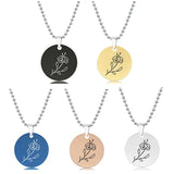 Personalized Moon Flower Carved Letter Necklace