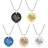 Personalized Moon Flower Carved Letter Necklace