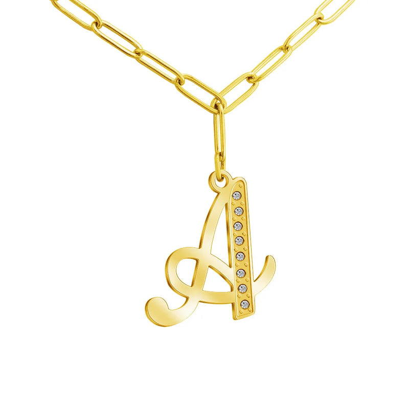 Zircon Name Pendant Stainless Steel Necklace for Women