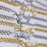 Cuban Name Plate Necklace Iced Cuban Link Chain Stainless Steel Pendant