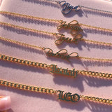 Cuban Name Plate Necklace Iced Cuban Link Chain Stainless Steel Pendant