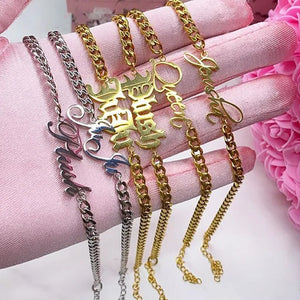 Cuban Name Plate Necklace Iced Cuban Link Chain Stainless Steel Pendant