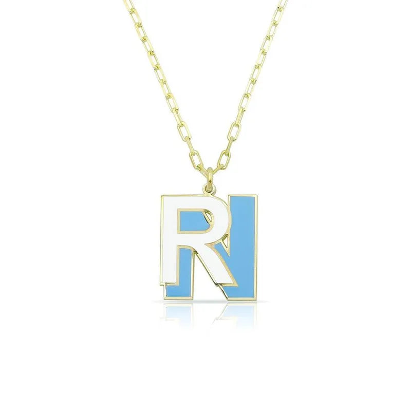 Enamel Initial Necklace Stainless Steel Jewelry for Girls