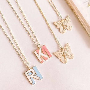 Enamel Initial Necklace Stainless Steel Jewelry for Girls