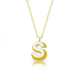 Enamel Initial Necklace Stainless Steel Jewelry for Girls