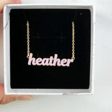 Enamel Name Necklace 18k Plated Stainless Steel Nameplate Pendant