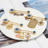 Eye Brooch Pin Crystal Buckle Clip Collar Pin Eye Pendant Brooch Pin Jewelry