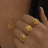 Flower Letter Pendant Necklace Minimalist Choker A-Z Chain Box Jewelry