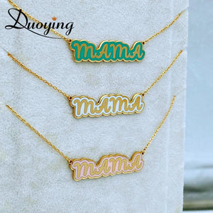 Personalized Nameplate Choker Necklace Engraved Enamel Pendant Gift