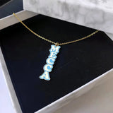 Personalized Nameplate Choker Necklace Engraved Enamel Pendant Gift