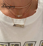 Personalized Nameplate Choker Necklace Engraved Enamel Pendant Gift