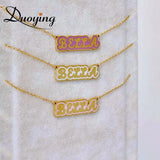 Personalized Nameplate Choker Necklace Engraved Enamel Pendant Gift