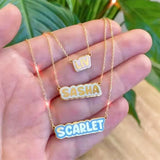 Personalized Nameplate Choker Necklace Engraved Enamel Pendant Gift