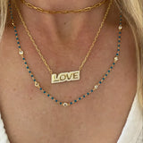 Personalized Love Necklace With Crystal Block Chain Nameplate Pendant