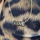 Personalized Love Necklace With Crystal Block Chain Nameplate Pendant