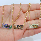 Personalized Love Necklace With Crystal Block Chain Nameplate Pendant