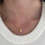 Custom Name Enamel Necklace Zirconia Stainless Steel Jewelry