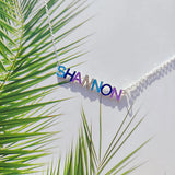 Custom Name Enamel Necklace Zirconia Stainless Steel Jewelry